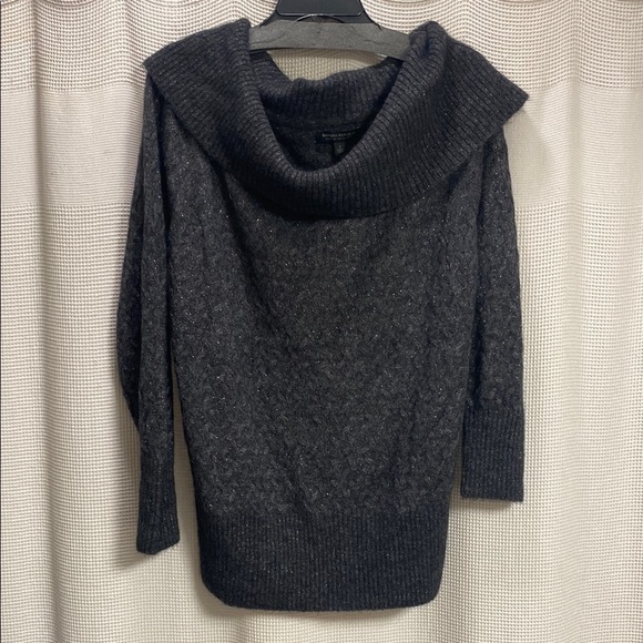 Banana Republic NEW Charcoal Sweater SZ L Metallic cable alpaca blend holiday - Picture 1 of 7